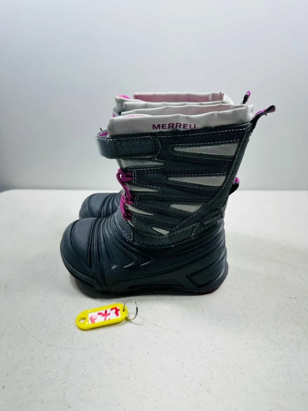 Merrell Gray and Pink Kids Waterproof Snow Boots